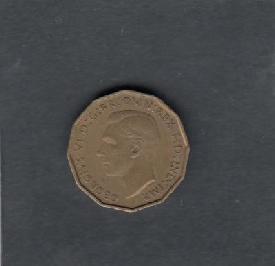 Beschrijving: 3 Pence GEORGIUS VI